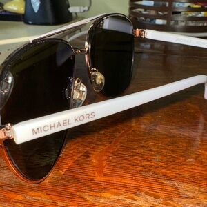 MK Blue Aviator Sunglasses with White Frames